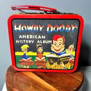 Vintage Howdy Doody Tin Lunchbox American History TV Show Snack Tin